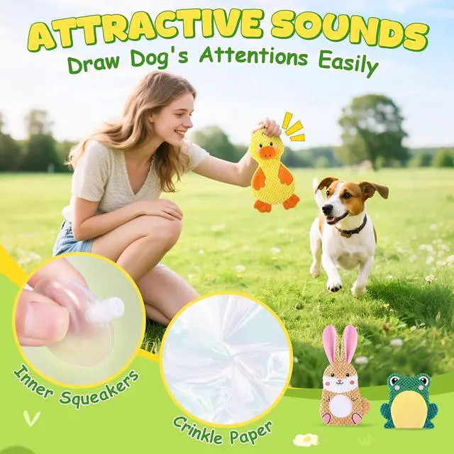 Alt view image 5 of 7 - Dog Toys to Keep Them Busy, 3 Pack No Stuffing Interactive Dog Toys with Crinkle, Squeaky Puppy Chew Toys for Small, Medium Breeds