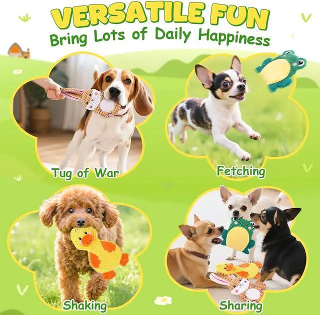 Alt view image 6 of 7 - Dog Toys to Keep Them Busy, 3 Pack No Stuffing Interactive Dog Toys with Crinkle, Squeaky Puppy Chew Toys for Small, Medium Breeds
