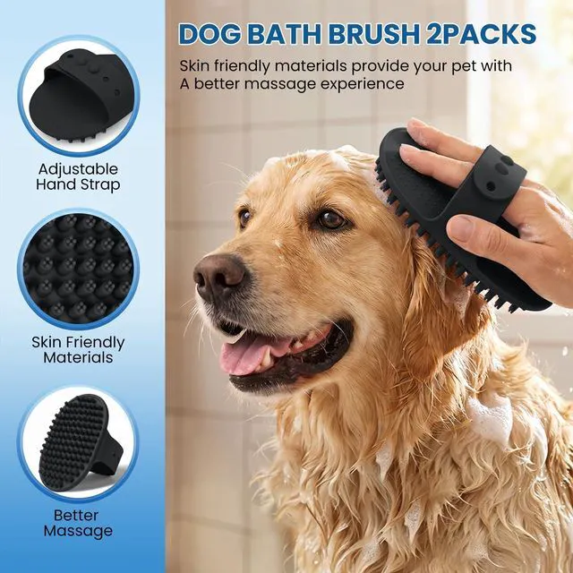 Alt view image 4 of 7 - Double-Sided Pet Grooming Rake - 4-in-1 Professional Pet Grooming Kit Deshedding Dematting Tool for Dogs Cats Extra-Wide Grooming Brush & Deshedder Comb for Long & Short Haired Pets (Black Kit 4PCS)