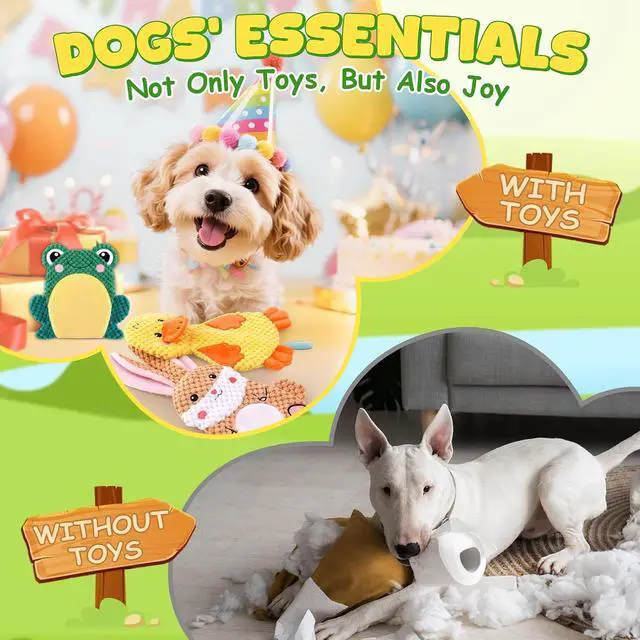 Alt view image 7 of 7 - Dog Toys to Keep Them Busy, 3 Pack No Stuffing Interactive Dog Toys with Crinkle, Squeaky Puppy Chew Toys for Small, Medium Breeds