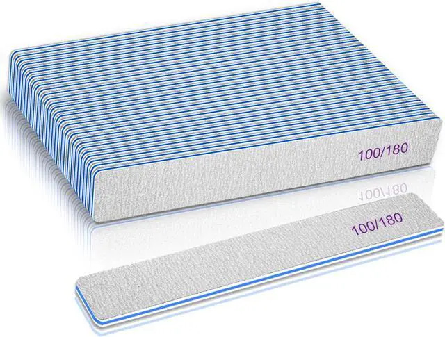 Main image of Nail File 100/180 Grit 25 Count, Heavy Duty Nail Files for Acrylic/Natural Nails, Emery Boards for Nails, Strong Finger Nail Filler, Coarse Nail File for Home and Salon Use