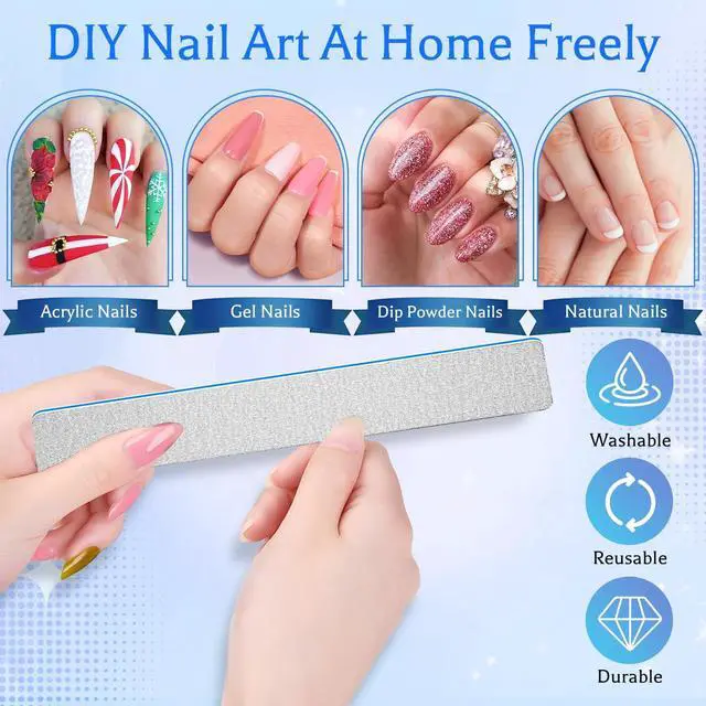 Alt view image 5 of 6 - Nail File 100/180 Grit 25 Count, Heavy Duty Nail Files for Acrylic/Natural Nails, Emery Boards for Nails, Strong Finger Nail Filler, Coarse Nail File for Home and Salon Use