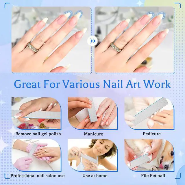Alt view image 6 of 6 - Nail File 100/180 Grit 25 Count, Heavy Duty Nail Files for Acrylic/Natural Nails, Emery Boards for Nails, Strong Finger Nail Filler, Coarse Nail File for Home and Salon Use