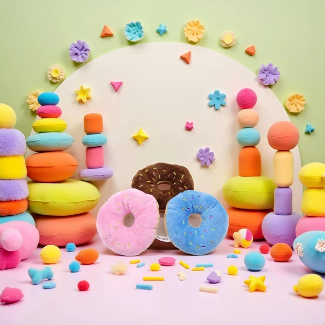 Alt view image 5 of 5 - 3Pcs Colorful Pet Toy Donut-Shape Squeaky Squeaker Puppy Dog Pet Cat Kitten Sound Chews Toy Random Color Sturdy and Practical Simple and Sophisticated DesignToysDog Squeak Toys