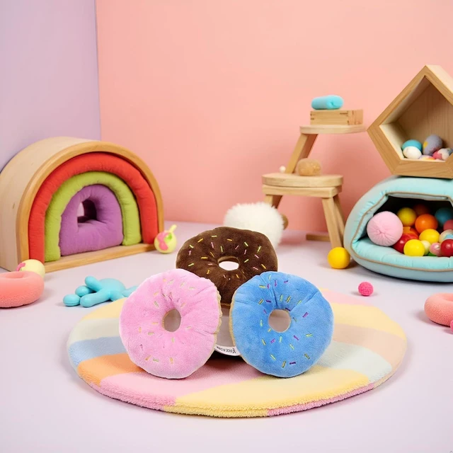 Alt view image 3 of 5 - 3Pcs Colorful Pet Toy Donut-Shape Squeaky Squeaker Puppy Dog Pet Cat Kitten Sound Chews Toy Random Color Sturdy and Practical Simple and Sophisticated DesignToysDog Squeak Toys