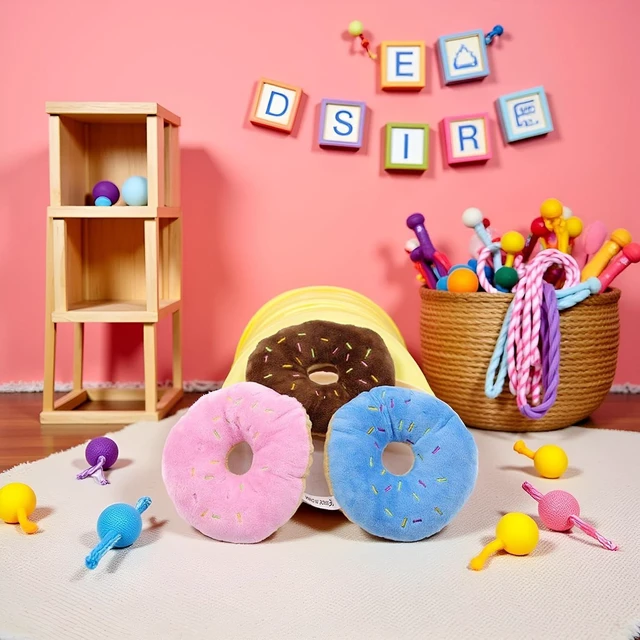 Alt view image 4 of 5 - 3Pcs Colorful Pet Toy Donut-Shape Squeaky Squeaker Puppy Dog Pet Cat Kitten Sound Chews Toy Random Color Sturdy and Practical Simple and Sophisticated DesignToysDog Squeak Toys