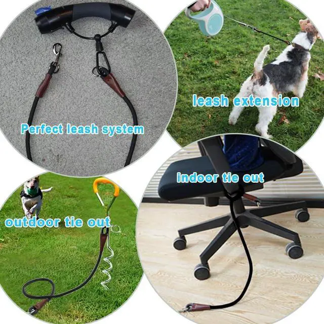 Alt view image 7 of 7 - 3FT Dog Tether Lead No Handle Dog Leash Tie Down Extension Rope | Extender Leash for Medium Large Dogs Indoor Training Car Bicycle Outdoor Running Walking