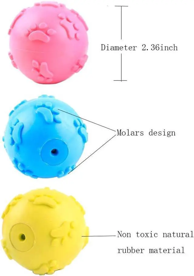 Alt view image 2 of 7 - Dog Toys Dog Balls for Small Medium Large Dogs Squeaky Toy Balls 3 Pcs