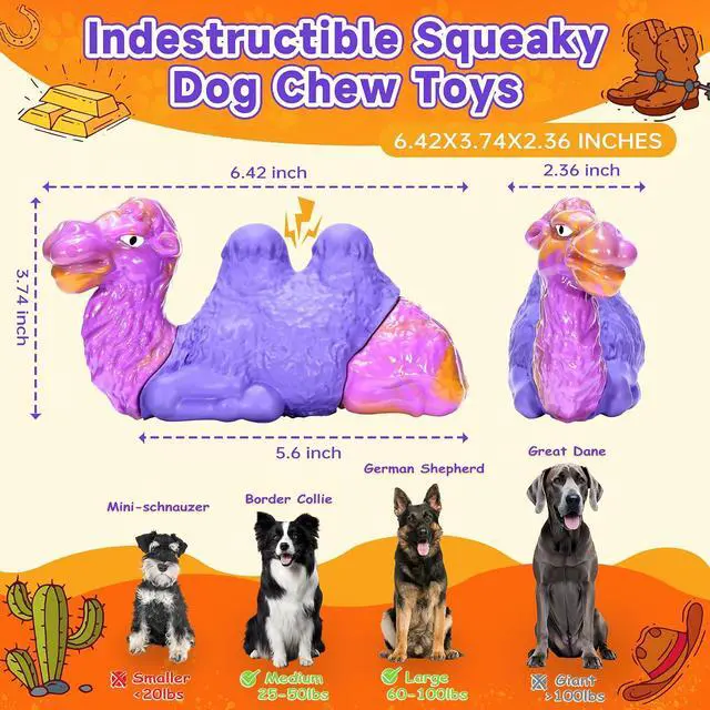 Alt view image 2 of 7 - Tough Dog Chew Toys for Aggressive Chewers, Squeaky Indestructible Dog Toy To Keep Them Busy, Interactive Large Chew Toy for Dogs Medium Small, Durable,Reduce Boredom,Puppy Teeth Cleaning Milk Flavor
