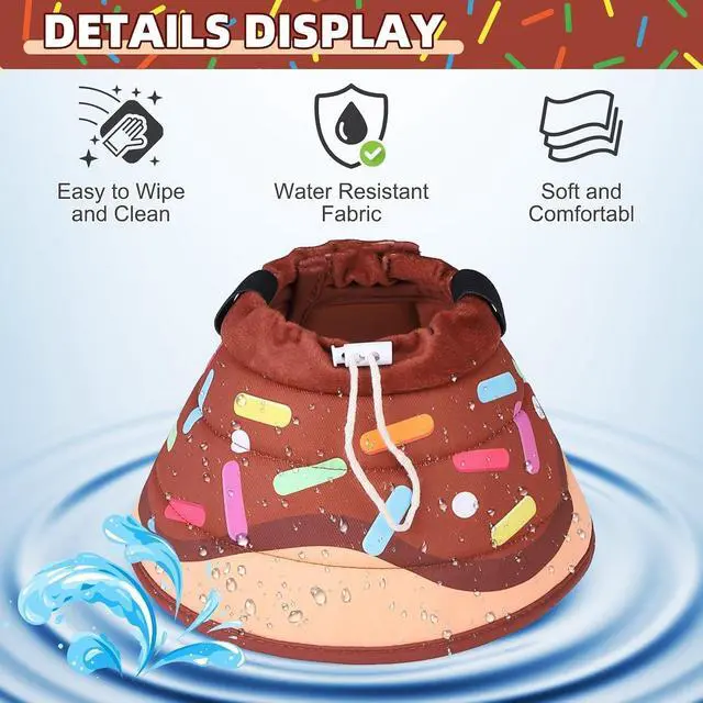 Alt view image 4 of 7 - Cat Cone Collar Soft, Adjustable Cat Cones to Stop Licking, Foldable Donut Water Resistant Pet Recovery Neck E Collars After Surgery, Kitten Elizabethan Collar for Small to Large Cats,Brown S