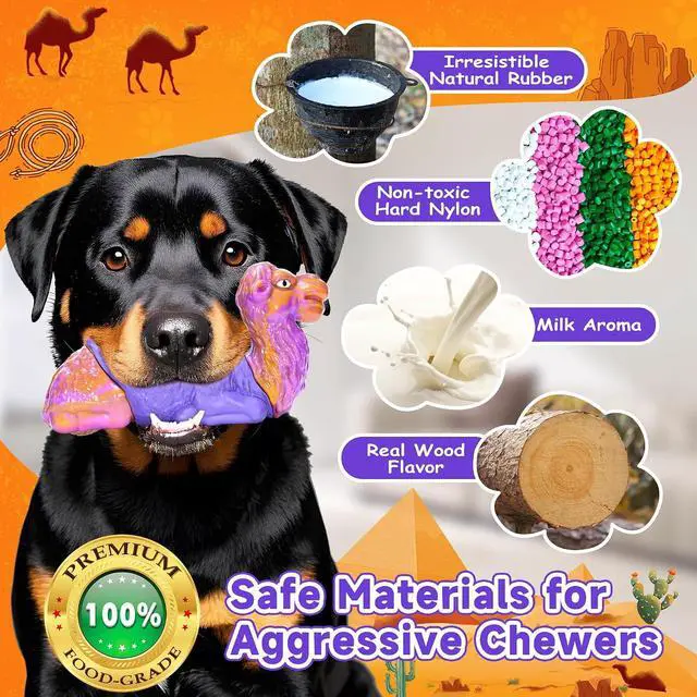 Alt view image 4 of 7 - Tough Dog Chew Toys for Aggressive Chewers, Squeaky Indestructible Dog Toy To Keep Them Busy, Interactive Large Chew Toy for Dogs Medium Small, Durable,Reduce Boredom,Puppy Teeth Cleaning Milk Flavor