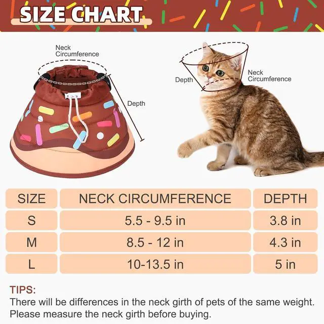Alt view image 5 of 7 - Cat Cone Collar Soft, Adjustable Cat Cones to Stop Licking, Foldable Donut Water Resistant Pet Recovery Neck E Collars After Surgery, Kitten Elizabethan Collar for Small to Large Cats,Brown S