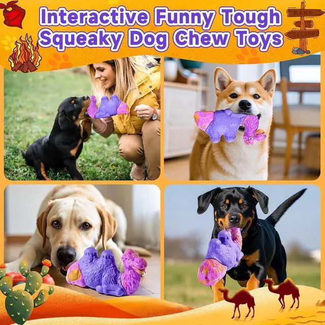 Alt view image 6 of 7 - Tough Dog Chew Toys for Aggressive Chewers, Squeaky Indestructible Dog Toy To Keep Them Busy, Interactive Large Chew Toy for Dogs Medium Small, Durable,Reduce Boredom,Puppy Teeth Cleaning Milk Flavor