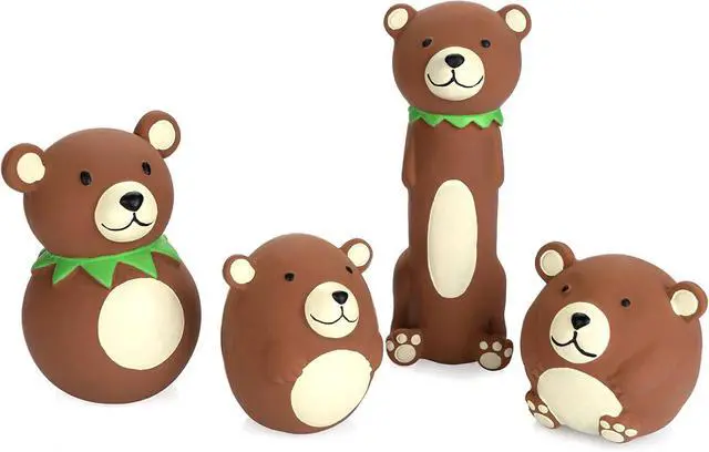 Alt view image 3 of 7 - 4PCS Squeaky Latex Dog Toy Funny Brown Bear Sets for Small Dogs | Soft Squeeze Squeak Toys, Great for Interactive Fetch Play Indoor & Outdoor