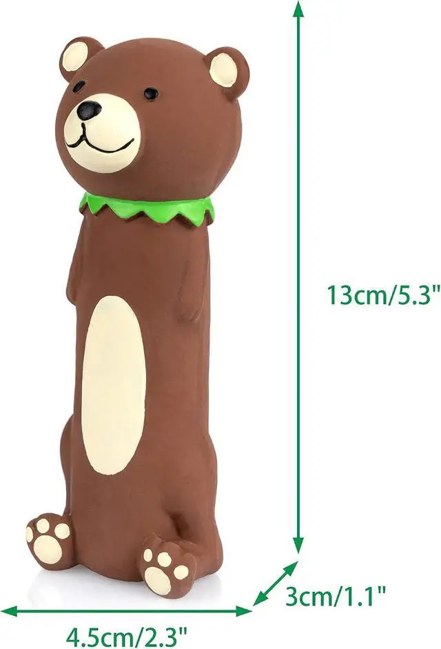 Alt view image 5 of 7 - 4PCS Squeaky Latex Dog Toy Funny Brown Bear Sets for Small Dogs | Soft Squeeze Squeak Toys, Great for Interactive Fetch Play Indoor & Outdoor