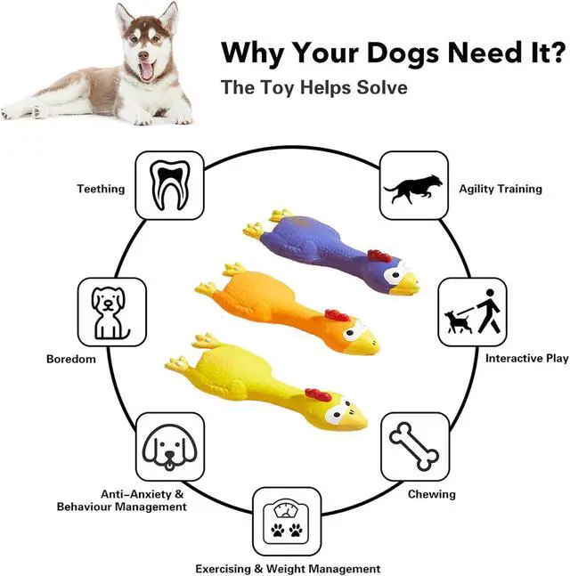 Alt view image 2 of 6 - 3 PCS Latex Chicken Squeak Toy for Pets - Exciting Chew & Dental Care Fun - Perfect for Playful Molar Exercise