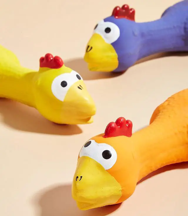 Alt view image 6 of 6 - 3 PCS Latex Chicken Squeak Toy for Pets - Exciting Chew & Dental Care Fun - Perfect for Playful Molar Exercise