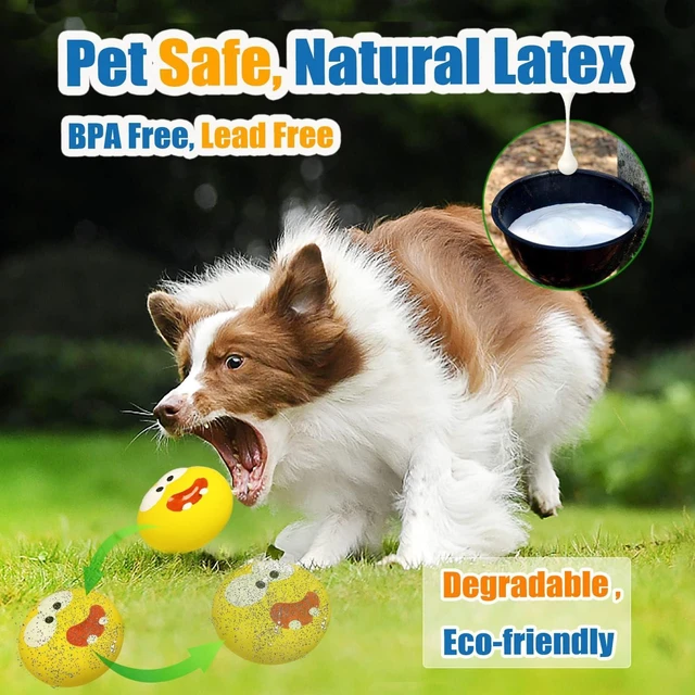 Alt view image 4 of 6 - 3.3" Latex Squeaky Dog Toy for Large Dog, Medium Breed, Flat Ball | 3.3"x3.3"x1.9" Flat Squeaky Dog Balls 2pcs, Simle Face Puppy Squeak Toys, Soft Pet Ball with Squeaker for Indoor & Outdoor