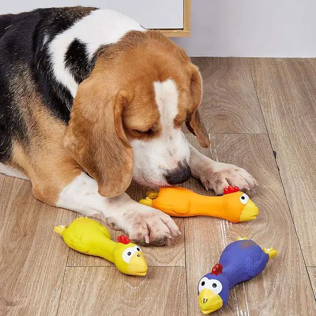 Alt view image 4 of 6 - 3 PCS Latex Chicken Squeak Toy for Pets - Exciting Chew & Dental Care Fun - Perfect for Playful Molar Exercise
