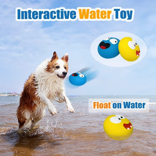 Alt view image 6 of 6 - 3.3" Latex Squeaky Dog Toy for Large Dog, Medium Breed, Flat Ball | 3.3"x3.3"x1.9" Flat Squeaky Dog Balls 2pcs, Simle Face Puppy Squeak Toys, Soft Pet Ball with Squeaker for Indoor & Outdoor