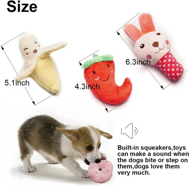 Alt view image 3 of 7 - Squeaky Dog Toys for Small Medium Dogs, 9 Pack Stuffed Puppy Teething Toys | Assorted Soft Plush Dog Toys Bundle, Built-In Squeakers, For Puppies Entertainment & Interactive Play