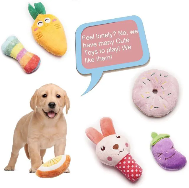 Alt view image 4 of 7 - Squeaky Dog Toys for Small Medium Dogs, 9 Pack Stuffed Puppy Teething Toys | Assorted Soft Plush Dog Toys Bundle, Built-In Squeakers, For Puppies Entertainment & Interactive Play