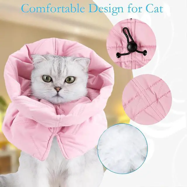 Alt view image 2 of 6 - Cat Recovery Collar, Soft Adjustable Cat Cone Alternative, Lightweight Waterproof Fasteners Collars for Cats Kittens Puppies, After Surgery Stop Licking, Post-Surgery or Skin Protection.