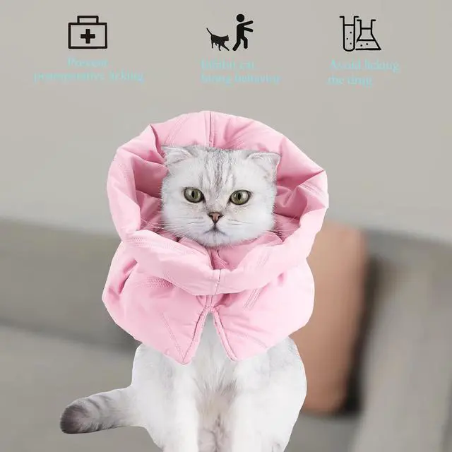 Alt view image 4 of 6 - Cat Recovery Collar, Soft Adjustable Cat Cone Alternative, Lightweight Waterproof Fasteners Collars for Cats Kittens Puppies, After Surgery Stop Licking, Post-Surgery or Skin Protection.