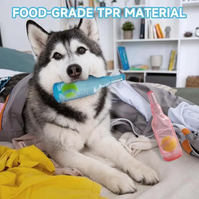 Alt view image 4 of 7 - Water Bottle Dog Toy,Dog Toys for Aggressive Chewers,Water Bottle with Tennis Ball,Suitable for Small and Medium Pets to Exercise Outdoors(Blue)
