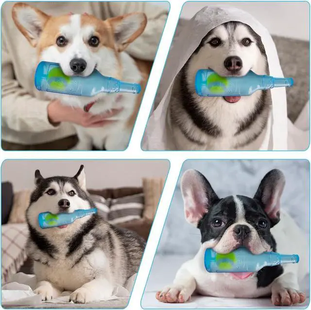 Alt view image 6 of 7 - Water Bottle Dog Toy,Dog Toys for Aggressive Chewers,Water Bottle with Tennis Ball,Suitable for Small and Medium Pets to Exercise Outdoors(Blue)