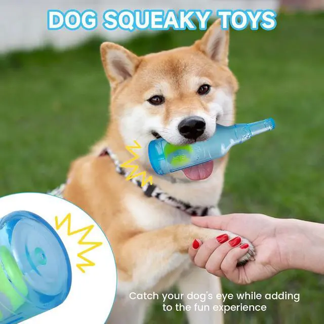 Alt view image 2 of 7 - Water Bottle Dog Toy,Dog Toys for Aggressive Chewers,Water Bottle with Tennis Ball,Suitable for Small and Medium Pets to Exercise Outdoors(Blue)