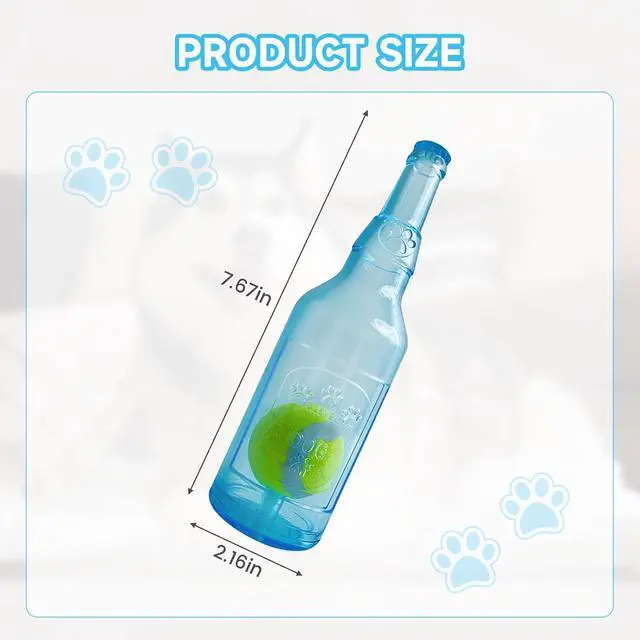 Alt view image 7 of 7 - Water Bottle Dog Toy,Dog Toys for Aggressive Chewers,Water Bottle with Tennis Ball,Suitable for Small and Medium Pets to Exercise Outdoors(Blue)
