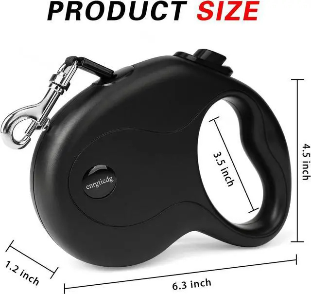 Alt view image 3 of 7 - 16Ft Retractable Dog Leash,Light Weight Leash for Small to Medium Dogs/Cats Up to 50lbs,Stainless Steel Spring Strong Nylon Tape, Tangle Free, One-Handed Brake.(Black)