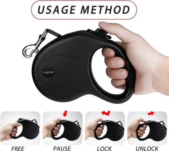 Alt view image 7 of 7 - 16Ft Retractable Dog Leash,Light Weight Leash for Small to Medium Dogs/Cats Up to 50lbs,Stainless Steel Spring Strong Nylon Tape, Tangle Free, One-Handed Brake.(Black)