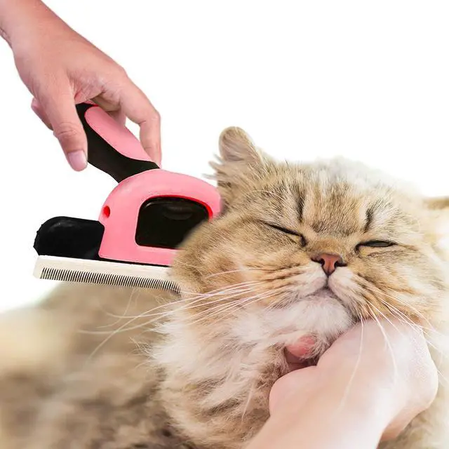 Alt view image 2 of 4 - Dog and Cat Deshedding Brush, Minimizes Shedding, Enhances Coat Health, Gentle on Skin, Suitable for Rabbits & Ferrets, 4" Steel Blade