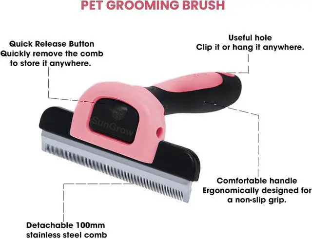 Alt view image 3 of 4 - Dog and Cat Deshedding Brush, Minimizes Shedding, Enhances Coat Health, Gentle on Skin, Suitable for Rabbits & Ferrets, 4" Steel Blade