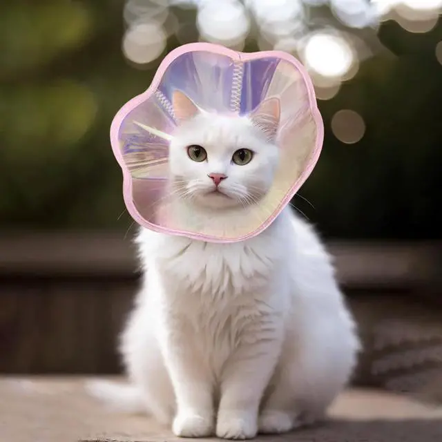 Alt view image 5 of 5 - Cat Cone Collar, Laser Folding Elizabeth Collar for Dogs and Cats to Stop Licking Scratching Wounds Soft Lightweight Waterproof Cat Recovery Collar After Surgery (Pink, L)