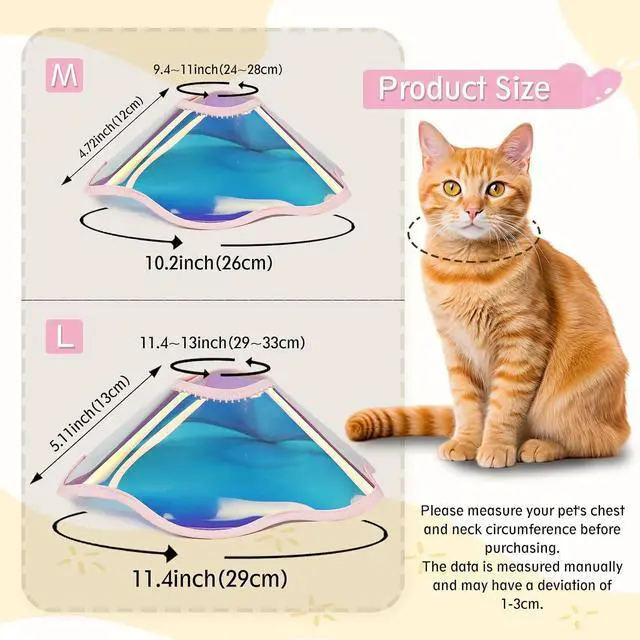 Alt view image 2 of 5 - Cat Cone Collar, Laser Folding Elizabeth Collar for Dogs and Cats to Stop Licking Scratching Wounds Soft Lightweight Waterproof Cat Recovery Collar After Surgery (Pink, L)