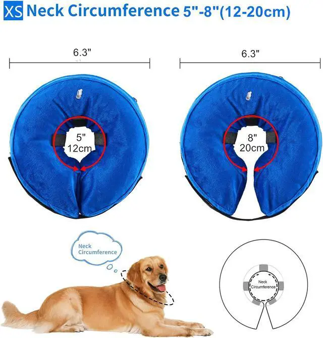 Alt view image 3 of 7 - Dog Cone Collar, Inflatable Dog Cone Soft Protective Pet Recovery Collar After Surgery for Dogs and CatsGrey XS (5-8")