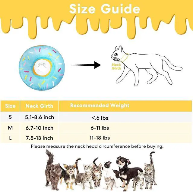 Alt view image 2 of 7 - Cat Cone Collar Soft, Cat Donut Collar, Adjustable Cat Surgery Collar for Wound Healing, Elizabeth Collars are Suitable for Cats, Kittens, Puppies, Puppies After Surgery (Blue, M)