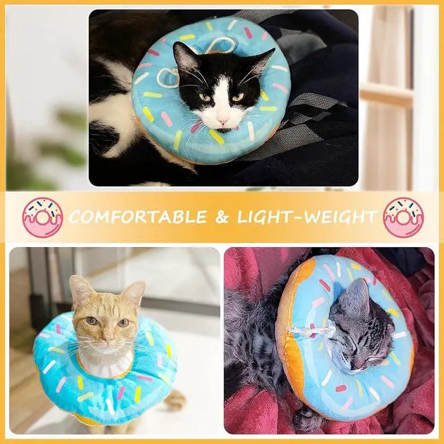 Alt view image 6 of 7 - Cat Cone Collar Soft, Cat Donut Collar, Adjustable Cat Surgery Collar for Wound Healing, Elizabeth Collars are Suitable for Cats, Kittens, Puppies, Puppies After Surgery (Blue, M)