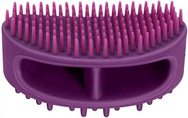 Main image of Soft Silicone Dog & Cat Grooming Brush - Pet Bath & Massage for Short or Long Hair - Slicker Shedding Hair Brush Purple