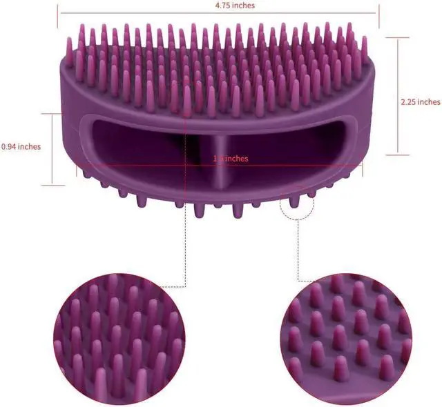 Alt view image 3 of 7 - Soft Silicone Dog & Cat Grooming Brush - Pet Bath & Massage for Short or Long Hair - Slicker Shedding Hair Brush Purple