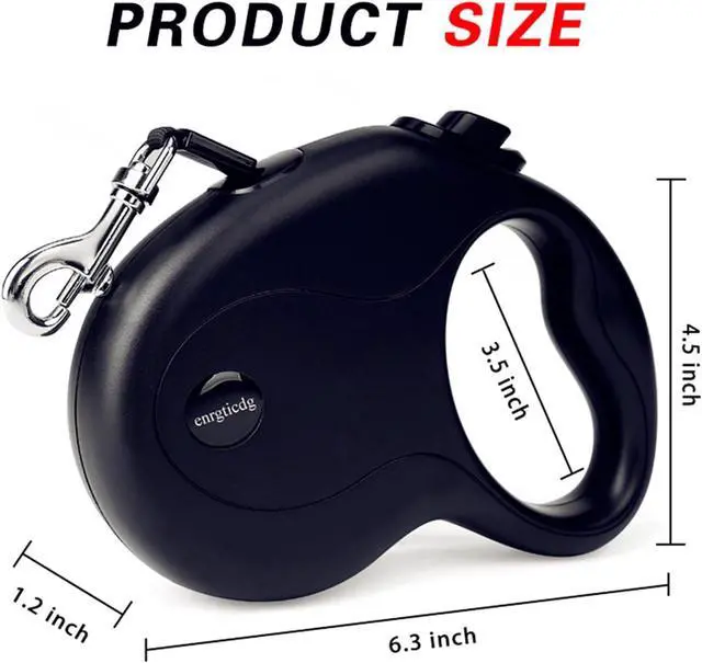 Alt view image 3 of 7 - 16Ft Retractable Dog Leash,Light Weight Leash for Small to Medium Dogs/Cats Up to 50lbs,Stainless Steel Spring Strong Nylon Tape, Tangle Free, One-Handed Brake. (Charcoal Black)