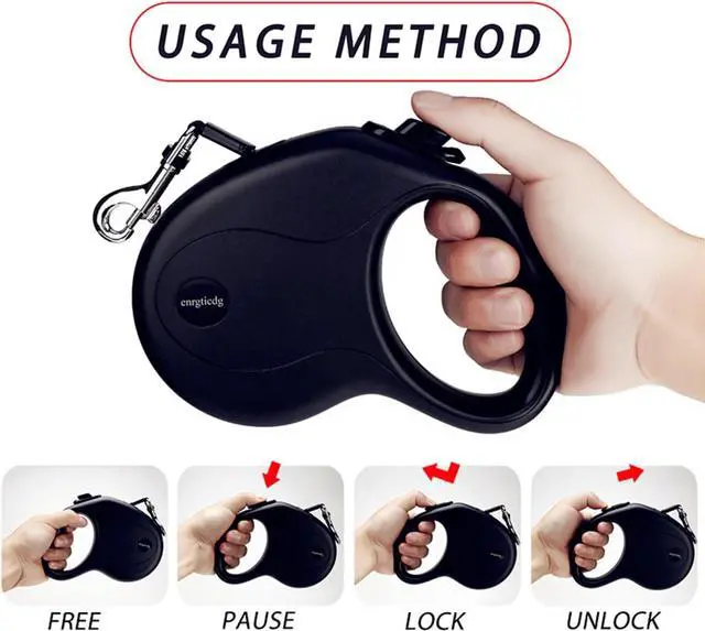 Alt view image 6 of 7 - 16Ft Retractable Dog Leash,Light Weight Leash for Small to Medium Dogs/Cats Up to 50lbs,Stainless Steel Spring Strong Nylon Tape, Tangle Free, One-Handed Brake.(Black)