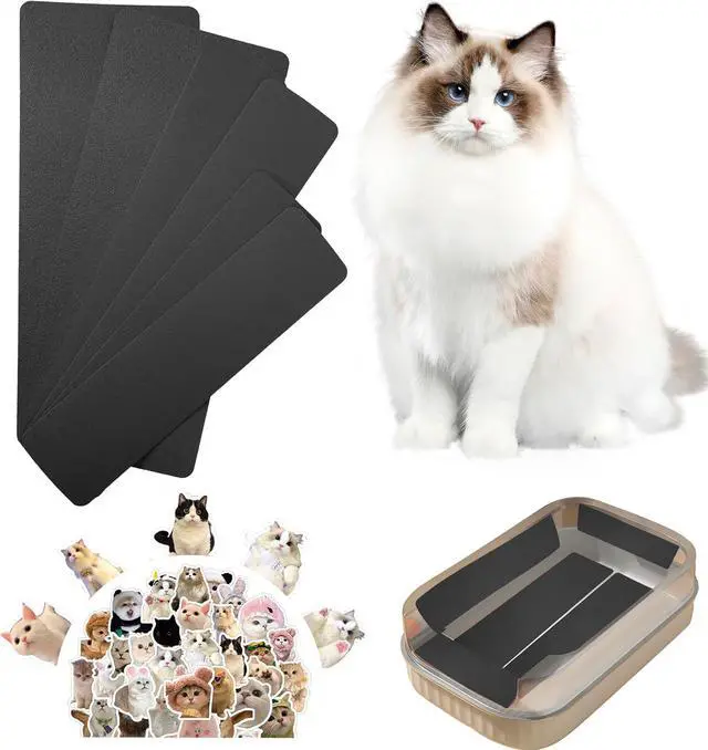 Main image of Cat Nail File Scratching Strips - 6 Pcs Cat Scratcher Liner for Litter Box, 3 Pairs Peel Stick Cat Strips in Different Sizes - Recommended for Litter Box Use (Black)
