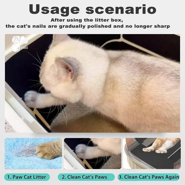 Alt view image 3 of 6 - Cat Nail File Scratching Strips - 6 Pcs Cat Scratcher Liner for Litter Box, 3 Pairs Peel Stick Cat Strips in Different Sizes - Recommended for Litter Box Use (Black)