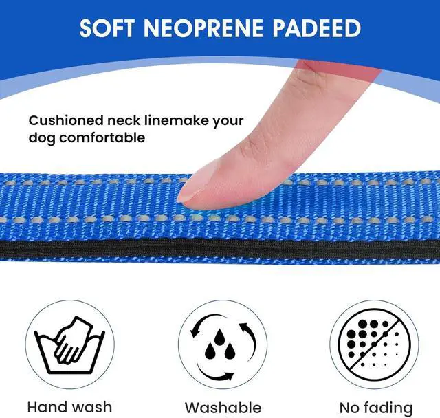 Alt view image 3 of 6 - Reflective Dog Collar Padded with Soft Neoprene Breathable Quick Release Basic Dog Collars for Medium Dogs Blue Boy Girl