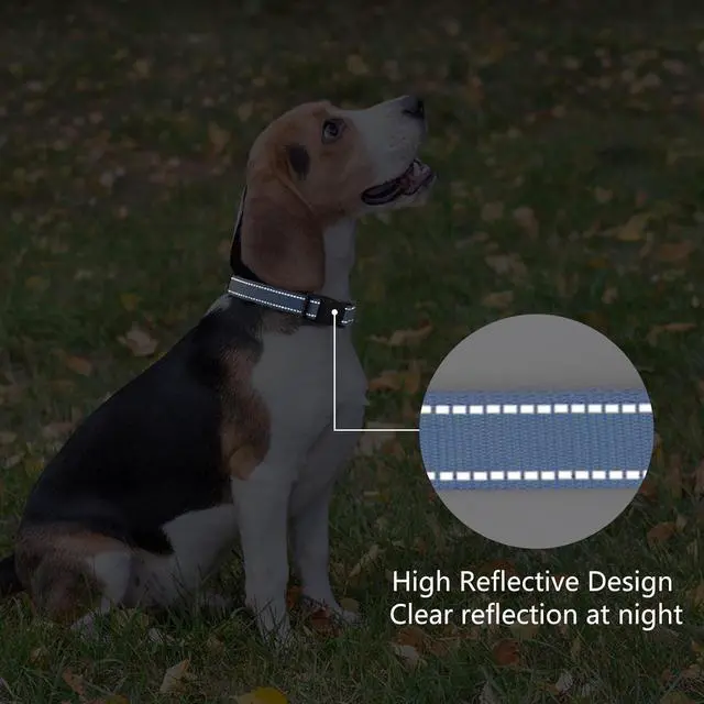 Alt view image 5 of 6 - Reflective Dog Collar Padded with Soft Neoprene Breathable Quick Release Basic Dog Collars for Medium Dogs Blue Boy Girl