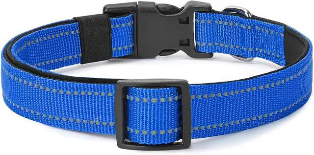 Alt view image 6 of 6 - Reflective Dog Collar Padded with Soft Neoprene Breathable Quick Release Basic Dog Collars for Medium Dogs Blue Boy Girl